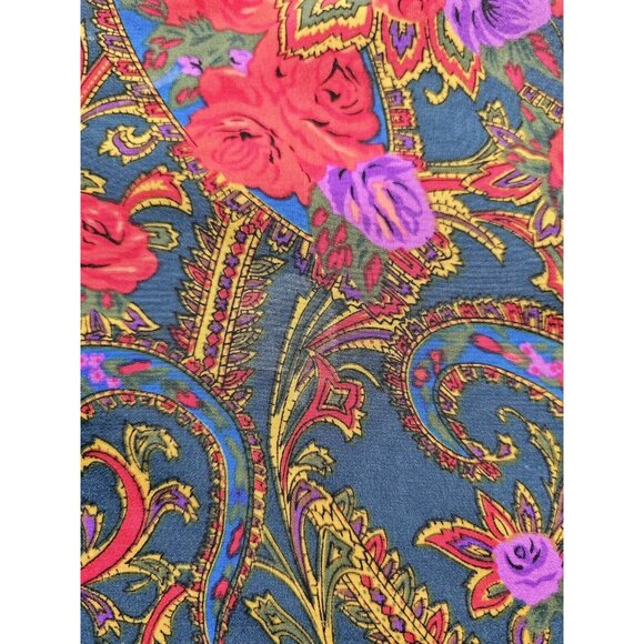 Victorias Secret Gold Label Womens Sleep Shirt Size Medium Red Rose Paisley Vtg - Picture 7 of 11